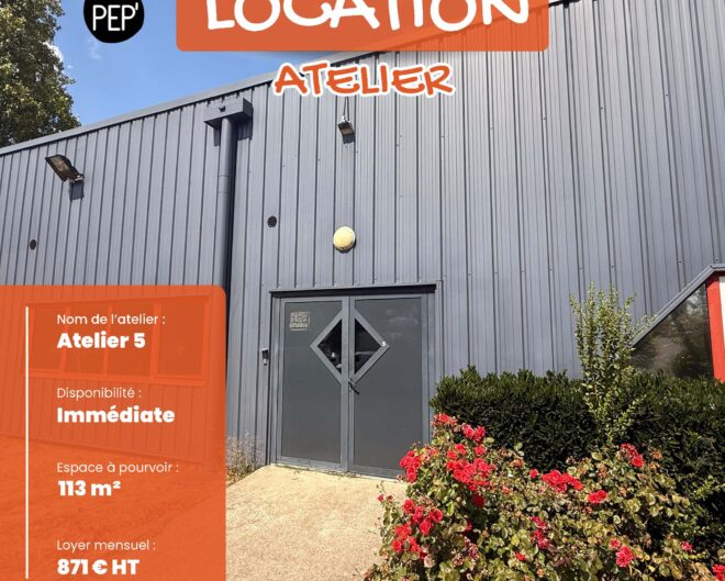 Atelier de 113 m² disponible immédiatement à la Pépinière d’Entreprises